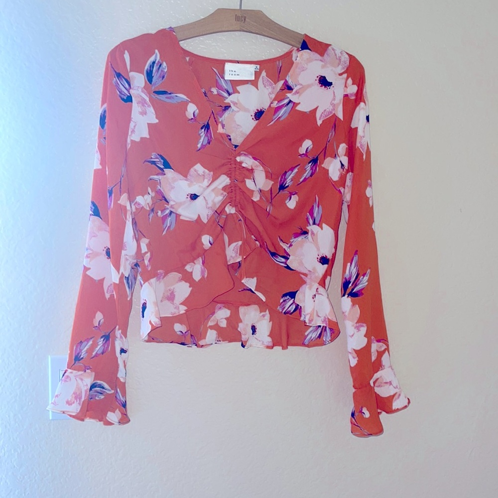 Long Sleeved Woven Crop Top